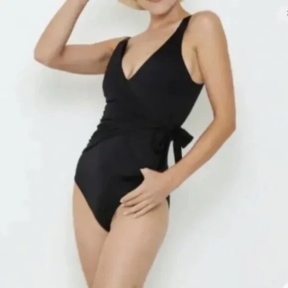 WE ARE HAH by FREE PEOPLE “Wrap it Up” in Black Noir One Piece Swimsuit, size XL - Picture 1 of 16